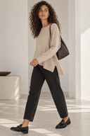 Μπεζ soft touch oversized μπλούζα