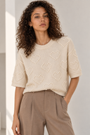 Cream Heart Knit Μπλούζα