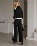 Μαύρο color block relaxed σετ