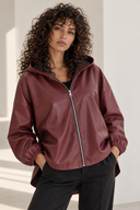 Μπορντό  faux leather hooded jacket