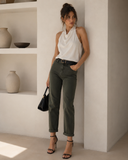Χακί Mom fit jean soft touch