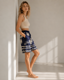 Μπλε poplin printed βερμούδα