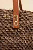 Καφέ braided bamboo shoulder τσάντα