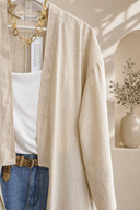 Μπεζ μακρύ κιμονό cotton blend