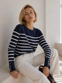 Μπλε striped button knit sweater