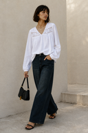 Λευκή lace detail μπλούζα