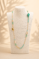 Πετρόλ beaded shell detail necklace