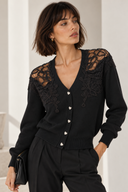 Μαύρη Lace Detail Cardigan