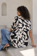 Μαύρο abstract print oversized πουκάμισο