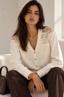 Εκρού Lace Detail Cardigan
