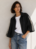 Μαύρο bomber jacket με δαντέλα