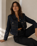 Dark Blue contrast stitch denim jacket