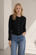 Μαύρη knit button cardigan