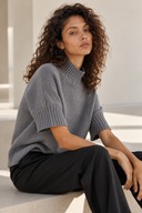 Γκρί oversized knit μπλούζα