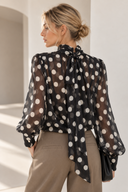 FIGARO Μαύρη Polka Dot crop μπλούζα