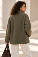 Χακί bouclé zip jacket