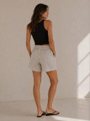 FIGARO Εκρού striped relaxed σορτς