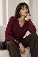 Δαμασκηνί V-neck πλεκτή μπλούζα