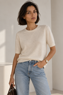 Cream fine knit μπλούζα με μεταλιζέ κλωστή