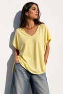 Butter yellow oversized V-neck t-shirt
