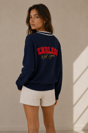 FIGARO Μπλε embroidery πλεκτή ζακέτα