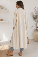 Μπεζ μακρύ κιμονό cotton blend