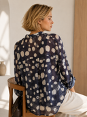 Μπλε abstract print sheer shirt