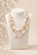 Μπεζ layered shell necklace με πέτρες