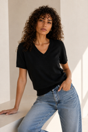 Μαύρο V-neck knit top