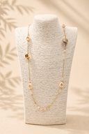 Γκρι beaded shell detail necklace