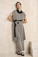 FIGARO μαύρη pied de poule knit crop παντελόνα