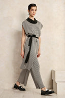 FIGARO μαύρη pied de poule knit crop παντελόνα