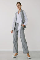 FIGARO γκρι ριγέ tailored παντελόνι