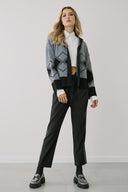 FIGARO μαύρο lurex stripe υφασμάτινο παντελόνι