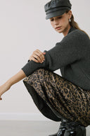 FIGARO ανθρακί lurex high neck πουλόβερ