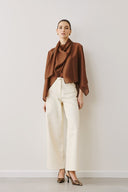 FIGARO Βανίλια wide leg ψηλόμεσο τζιν παντελόνι