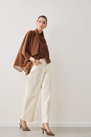 FIGARO Βανίλια wide leg ψηλόμεσο τζιν παντελόνι
