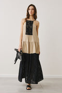EIGHTY2 Μαύρο broderie maxi φόρεμα