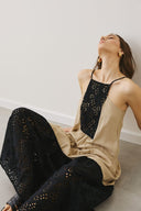 EIGHTY2 Μαύρο broderie maxi φόρεμα
