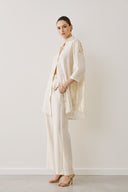 FIGARO εκρού wide leg gold detail παντελόνα