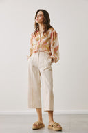 FIGARO Cream cropped wide leg παντελόνι