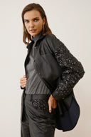 EIGHTY2 Μαύρο sequin sleeve πουκάμισο