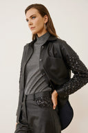 EIGHTY2 Μαύρο sequin sleeve πουκάμισο