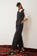 FIGARO  wide leg τζιν παντελόνι με διακοσμητική τρέσα