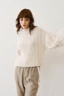 FIGARO Εκρού cable knit πλεκτό