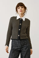FIGARO Μαύρη lurex ριγέ ζακέτα