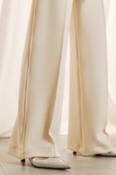 FIGARO Εκρού wide leg παντελόνι με τρέσα