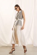 FIGARO Λευκό sleeveless διάτρητο γιλέκο