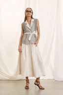 FIGARO Λευκό sleeveless διάτρητο γιλέκο