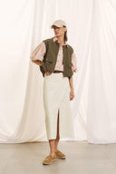 FIGARO Χακί crop utility γιλέκο